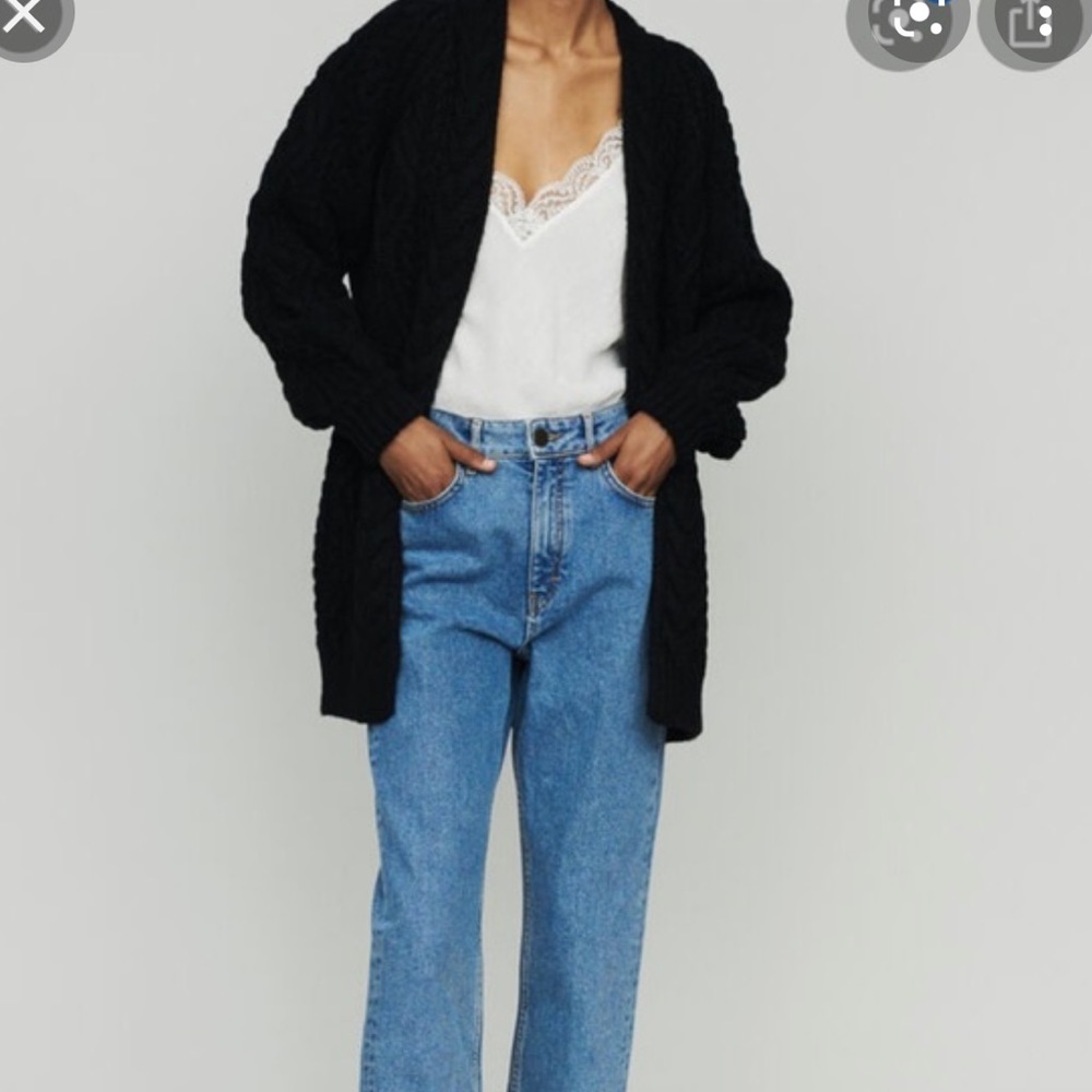 (SALE) Maje Mouffle Cardigan in Black (size 38, M, 2), Like New